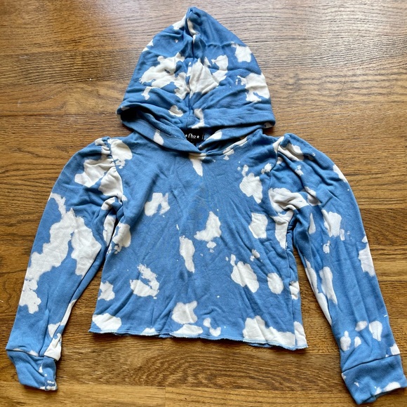 Dye Hoodie Dark Blue Bleached Sweatshirt Tie Dye Bleached Blue